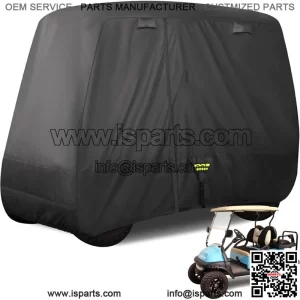 Black Golf Cart Cover for 2 / 4 Passenger Yamaha EZGO Club Car Extended Roof 80"