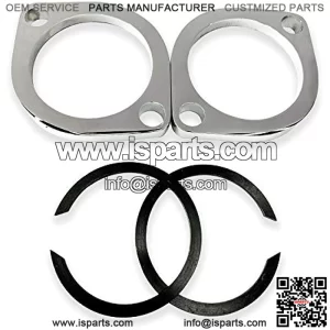 Exhaust Flange Kit with Retaining Rings For Harley Davidson 1984-2023 Touring, Dyna, Softail, Sportster, Evolution Big Twin, Evolution, and Twin Cam Models, Heavy Duty by (OEM Chrome)