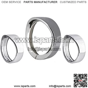 Chrome Motorcycle Lights Frenched Ring Kit Compatible with Harley, 7" Headlight Trim Ring Decorate Visor + 4 1/2" Fog Light Trim Ring Decorate Visor(Chrome)