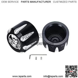 2 Pack Front Axle Nut Cover Axle Caps Set, Aluminum CNC Front Axle Nut Cover Cap Skull Style Compatible with 2002-2022 Harley Sportster Softail Electra Road Street Glide