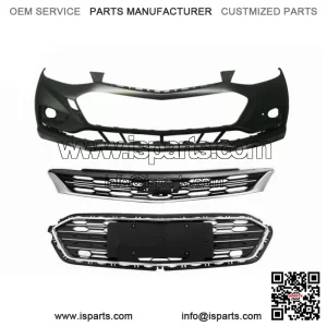 Front Upper and Lower Grille & Front Bumper Cover For Chevy Cruze 2016 2017 2018