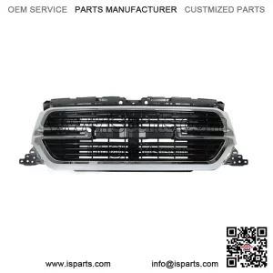 Front Upper Grille For 2019-2022 Ram 1500 Chrome+Black Trim w/Grille Base