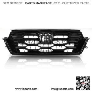 W/Chrome Trim Front Upper Grille For 2023-2024 Honda CRV Honeycomb Gloss Black
