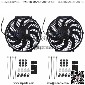 2x 12" Electric Radiator Cooling Slim Fans Push Pull Mount 12V Universal