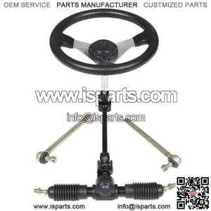 For 110cc Go Kart Cart Steering Wheel Kit Gear Rack Pinion Adjustable Shaft Set