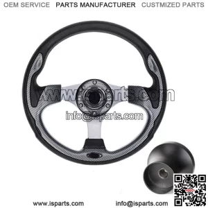 Carbon Fiber Golf Cart Steering Wheel & Black Hub Adapter for Yamaha Carts