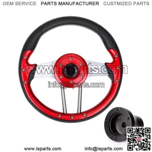 Red Golf Cart Steering Wheel W/ Black Adapter for EZGO TXT RXV Cart Parts