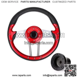 Red Golf Cart Steering Wheel for YAMAHA Carts with Black Hub Adapter
