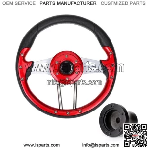 Golf Cart Steering Wheel & Black Hub Adapter for Club Car Precedent -Red