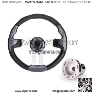 Golf Cart Steering Wheel and Adapter for EZGO TXT RXV Cart Carbon Fiber