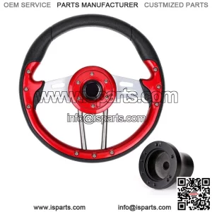 Red Golf Cart Steering Wheel W/ Black Adapter for EZGO TXT RXV Cart Parts