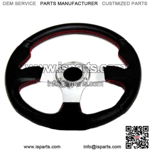For Polaris RZR 550 800 900 1000 320mm Steering Wheel Silver w/ Red Stitching
