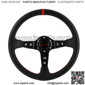 For Polaris RZR Can-Am Yamaha Deep Dish 2.75" Steering Wheel Black Red Stitching