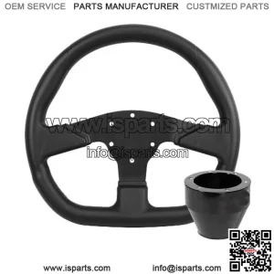 D Shape Steering Wheel Flat Black Can-Am Polaris + Black Hub