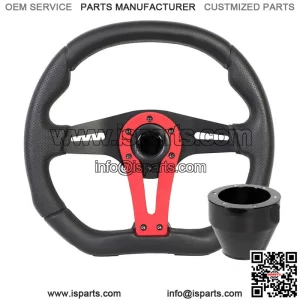 Force Steering Wheel Black w/ Red Accent Can-Am Polaris + Black Hub
