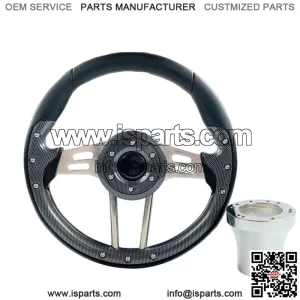 Volt Carbon Fiber Golf Cart Steering Wheel W/ Club Car DS Hub Adapter Chrome