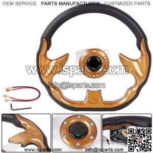 12.5" Woodgrain Golf Cart Steering Wheel For EZGO TXT RXV Yamaha and Club Car