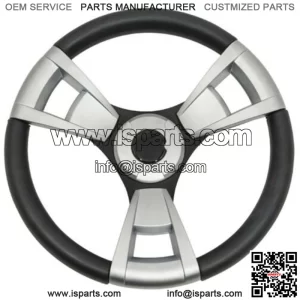 Brushed Aluminum & Black Steering Wheel for Club Car Precedent Golf Carts