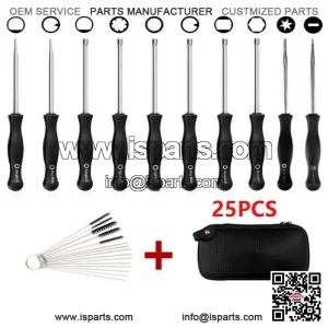 25Pcs Carburetor Adjusting Tool Carb Splined Screwdriver & Cleaning Brush Kit