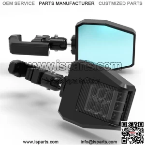 Smoke Rear Side View Mirrors w/Lights for 1.75"-2" Roll Bar ATV UTV RZR (For: More than one vehicle)