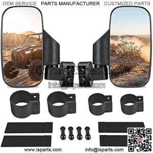 UTV Side Mirrors with 1.75" -2" Roll Bar Cage, UTV Mirrors 360 Degree Adjustable SXS Mirrors Compatible with Polaris RZR Kawasaki Teryx Mule Pioneer Yamaha Rhino YXZ
