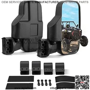 UTV Mirrors, KEMIMOTO UTV Side Mirrors Fits 1.6-2 IN Roll Cage Compatible with Pioneer Polaris RZR 900 1000 Can Am Kawasaki Mule Rhino YXZ Zforce Shatter Proof Tempered Glass