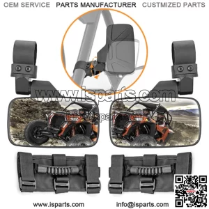 Rear Side View Center Mirror Set 1.75" 2" Clamp For Kawasaki Teryx-4 Mule 1000 (For: More than one vehicle)