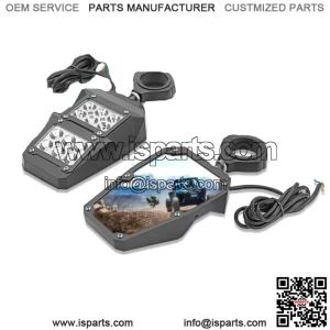 UTV Rear View Side Mirrors with LED Rock Light for Yamaha YXZ1000R 2016-2023 (For: More than one vehicle)