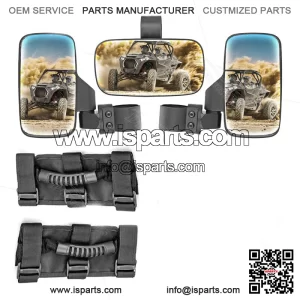 Roll Bar Cage Rear View Mirrors w/ Grips For Polaris UTV RZR XP 1000 900 570 800 (Fits: Yamaha Rhino 660)