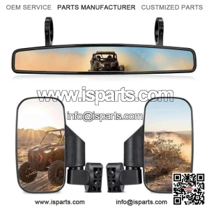 UTV Rear Side&Center Mirrors Set 1.75" Roll Bar For Polaris RZR 570/900/XP 1000 (Fits: Yamaha Rhino 660)