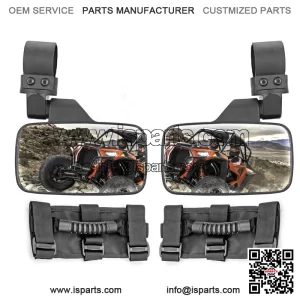 Fit Honda Pioneer 1000 500 700 Cage Break Away Rear Side View Mirror+Handle Grab (Fits: Yamaha Rhino 660)