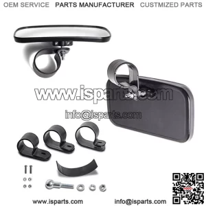 UTV/ATV Rear View Mirror, Car Interior Panoramic Wide Field Mirror, 360 Degree Adjustable Angle, Anti Glare Clear Convex Mirror with Roll Cage Bar Mount, Universal for All Terrain Vehicle