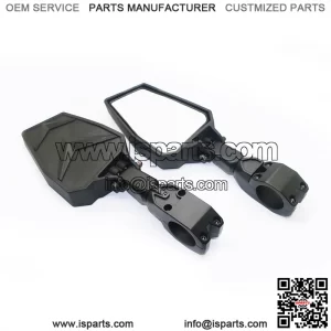 UTV Side Rear View Mirror Side View Mirrors fit 1.75-2 inch Roll Bar Off road Polaris RZR 800 900 1000 XP Kawasaki Yamaha Turbo Teryx w/Black Orange Blue Red Inserts (Black)