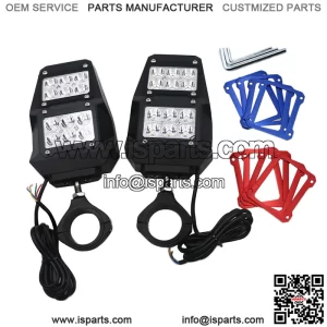 For UTV Polaris RZR 1.75"-2" Roll Cage Rear View Side Mirrors with LED Lights