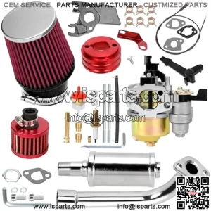 212cc Racing Carburetor Exhaust Header Muffler Stage 2 Kit for Predator 212cc 196cc 200 6.5hp Engine Coleman CT200U BT200X Baja Warrior Mb200 Gx160 Mini Bike Go Kart High Performance Part