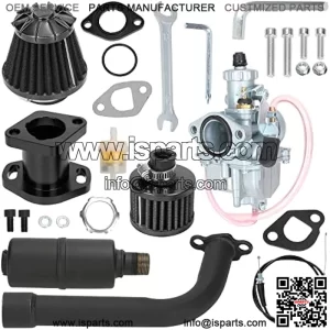 212cc Carburetor VM22 Carb Exhaust Pipe Muffler Stage 2 Kit for Predator 196cc 200cc 6.5hp Engine Coleman CT200U BT200X Baja Warrior MB200 GX160 GX200 Mini Bike Go Kart High Performance Parts