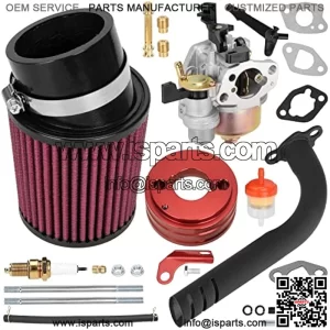 High Performance Carburetor Filter Jet Adapter Exhaust Pipe Stage 2 Kit Red for Non Hemi Predator 212cc 196cc 6.5Hp Clone GX160 GX200 CT200u KT196 BT200X Trailmaster MB200 Mini Bike Go Kart