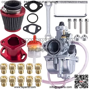 VM22 26mm Carburetor Carb Kit fit for Performance Intake Pipe Mainfold 38mm Air Filter Fit For Predator 212cc GX160 Honda GX200 CT200U 196cc KT196 Clones Go Kart Mini Bike Race Kart (Red)