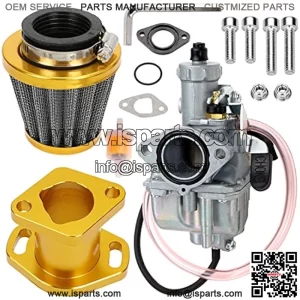 VM22 Carburetor Carb Performance Intake Pipe Mainfold Adapt Kit for Predator 212cc 196cc GX160 6.5hp Coleman CT200U KT196 Baja Mini Bike Go Kart Hummerhead Racing Golden