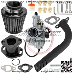 Racing Carburetor Exhaust Pipe with Intake Manifold 38mm Main Jet Kit for Non Hemi Predator 212cc 6.5hp Engine GX160 CT200U 196cc Baja MB200 KT196 Gas Mini Bike Go Kart Black