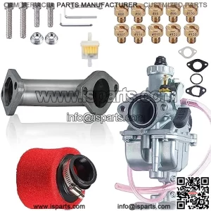 VM22 Carburator w/Curved Manifold Racing Performance Slide intake pipe Carb Kit For Predator 212cc GX200 Coleman Baja CT200U BT200X Mini bike 196 Clones Engine, KT196 Go kart (Rage Red)