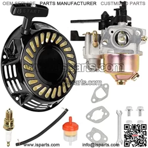 Pull Recoil Starter Carburetor Carb for Predator 212cc 196cc 6.5HP Baja Massimo MB165 MB200 Coleman CT200U Trail BT200X Mini Bike Hummerhead 80t Trailmaster mid XRS XRX motovox KT196 Go Kart