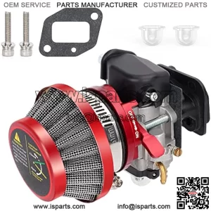 15mm Carburetor Upgrade Kit Air Filter Set Compatible with 2 Stroke 43cc 47cc 49cc Standup Gas Scooter ATV Quad Pocket Bike XG-550 BladeZ Moby X Red