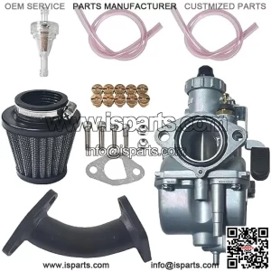 VM22 Carburetor w/Curved Manifold 38mm air filter kit fit for Predator 212cc GX200 Coleman CT200U BT200X Mini bike Engine KT196 Go kart Black