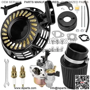 Pull Recoil Start Carburetor Filter Adapter Kit for Predator 212cc 196cc 6.5hp Coleman BT200X CT200U Trail CT200U-EX Baja MB165 MB200 Hammerhead 80T TrailMaster Mini Bike Go Kart