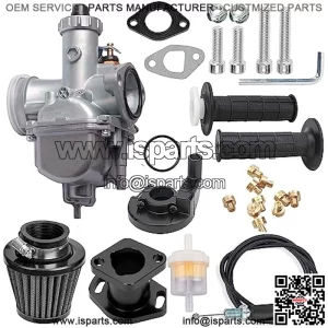VM22 Carburetor Predator 212CC 196cc CT200U KT196 Moto Mini Bike Race and Go Kart 6.5HP Baja Warrior Heat - Includes MB165 MB200 Air Filter Kit & Cable Accelerator Throttle Control Handle (black)