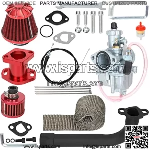 VM22 Carburetor Air Filter Exhaust Header Pipe Kit for Predator 212cc Coleman CT200U BT200X CT200U-EX Baja Warrior Trailmaster MB200 GX160 196cc 6.5hp Small Engine Mini Bike Go Kart Parts