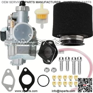 VM22 Racing Performance Mikuni Carburetor Carb Mainfold Intake Pipe Air Filter Fit for Predator 212cc GX160 Honda GX200 CT200U 196cc KT196 Clones Go Kart Mini Bike Race Kart(black)