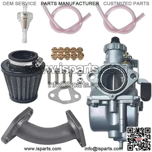 VM22 Carburetor w/Curved Manifold 38mm air filter kit fit for Predator 212cc GX200 Coleman CT200U BT200X Mini bike Engine KT196 Go kart Silver