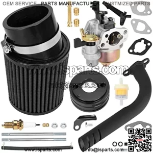 Upgrade Carburetor Filter Jet Adapter Exhaust Pipe Stage 2 Kit for Non Hemi Predator 212cc 196cc 6.5Hp Clone GX160 GX200 CT200U-ex Baja Warrior MB200 Mini Bike Go Kart Engine KT196 Black